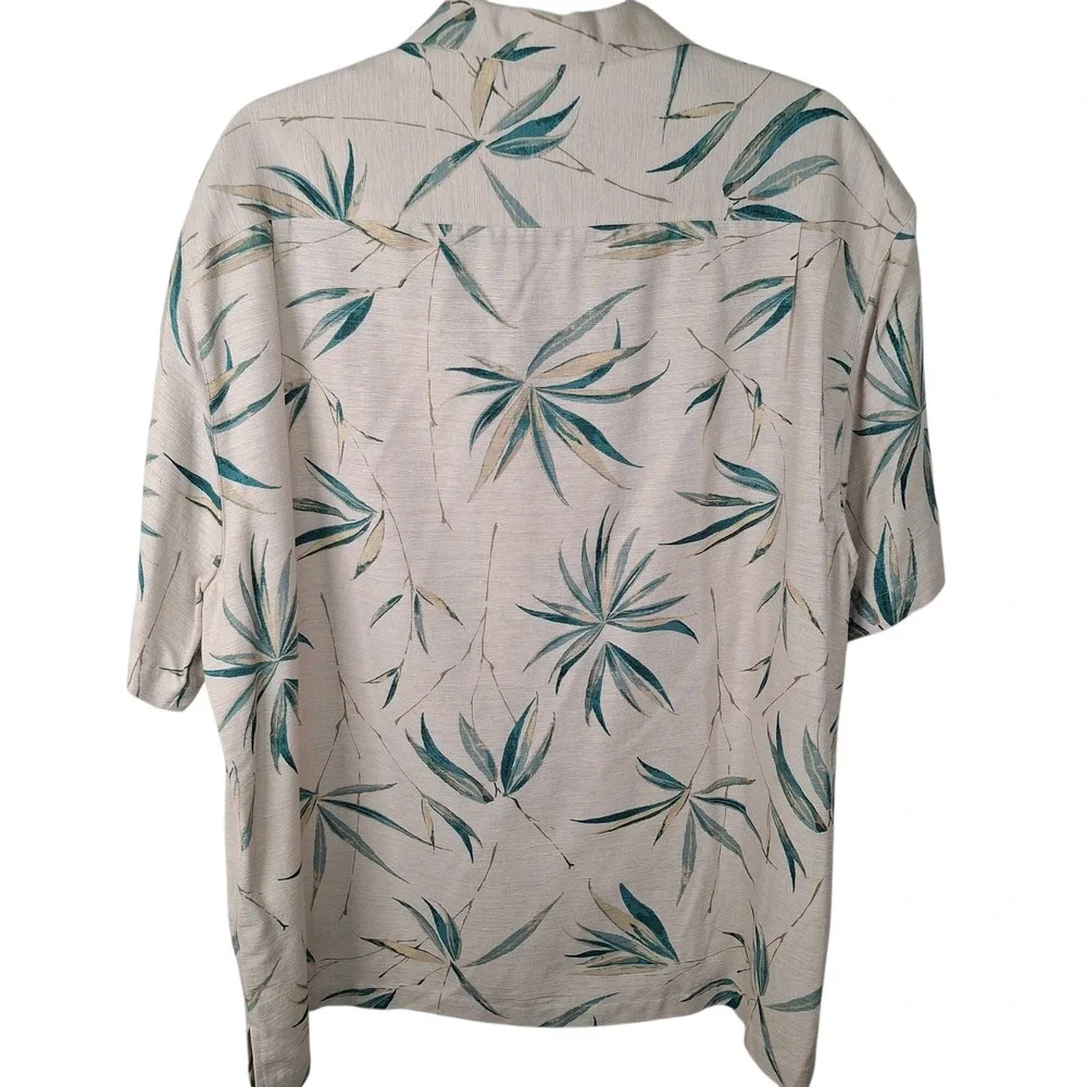 Caribbean Pure 100% Silk Hawaiian Shirt Men XL Floral Tropical Palm Short Sleeve - Picture 2 of 6